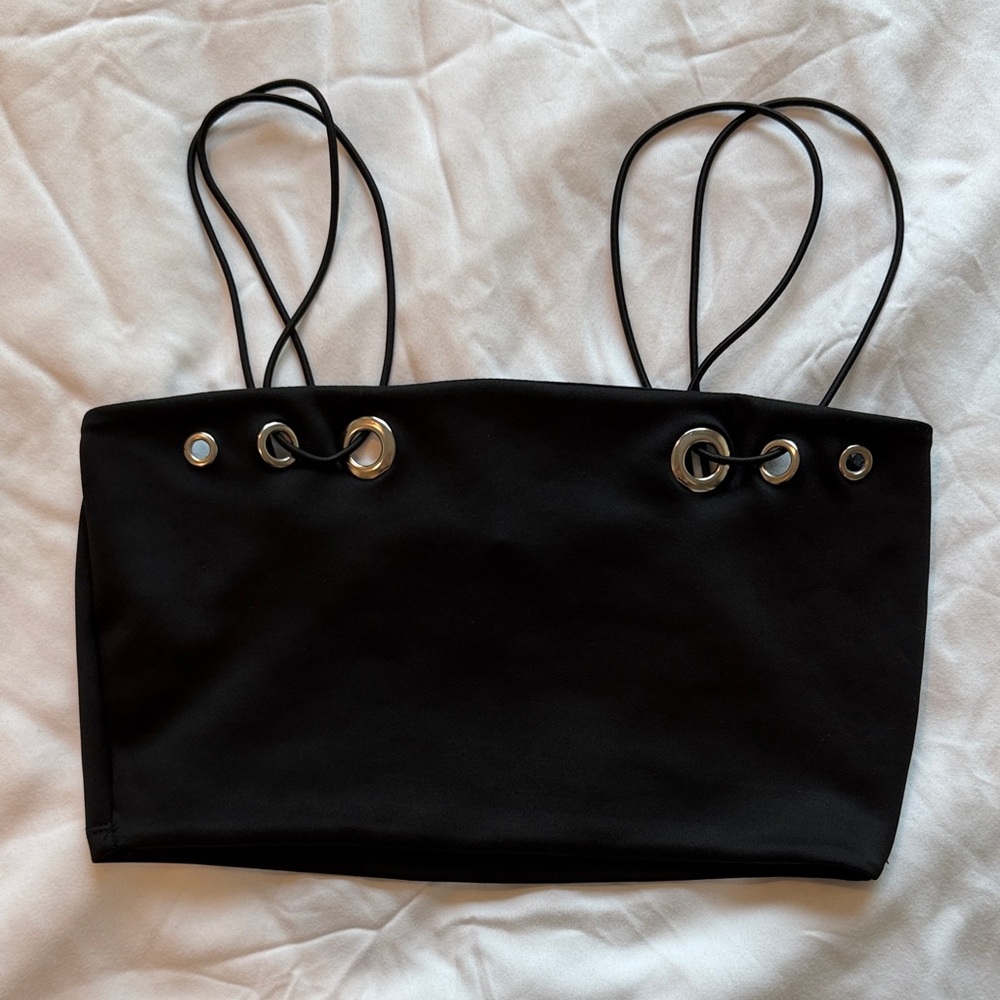 Forever 21 Black Strappy Cropped Tank Top